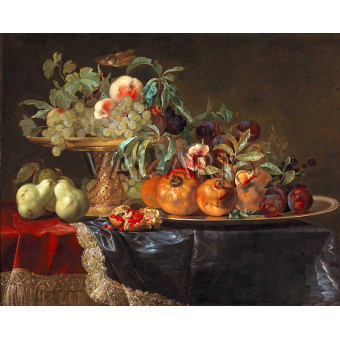 РЕПРОДУКЦИИ НА КАРТИНИ Натюрморт с плодове и позлатена фруктиера (1680)